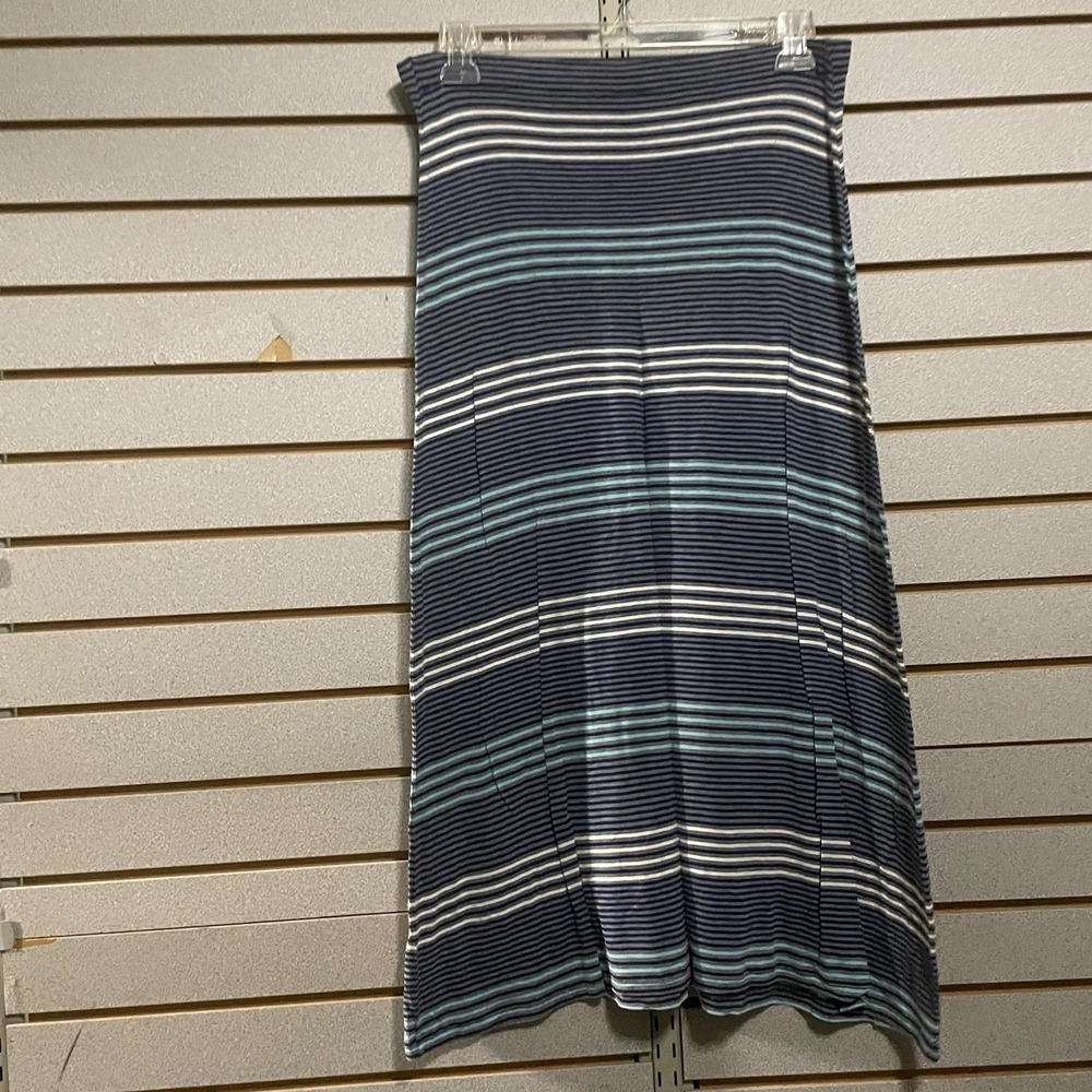 Blue Multicolored Striped Knit Long Maxi Skirt‎ Sz M Medium No Tag